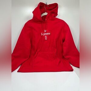 Supreme Cross Box Logo Hooded Sweatshirt Medium M Red Color